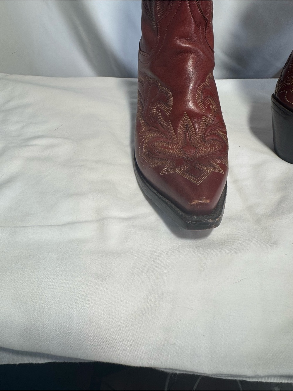 Dan Post Cowboy Boots Women 7.5 Leather Western Stitching Red-Brown Heeled - Picture 6 of 11